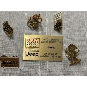 Vintage 1988 U.S. Olympic Team Advertising Jeep Commemorative Pin Set